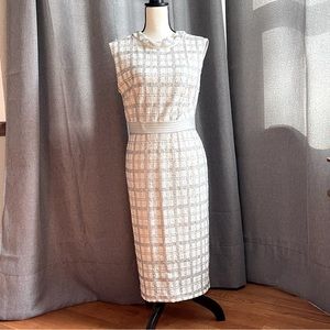 Classic dress in cream with silver sequins.  Midi, Size 8,Eva Mended, NY & Co